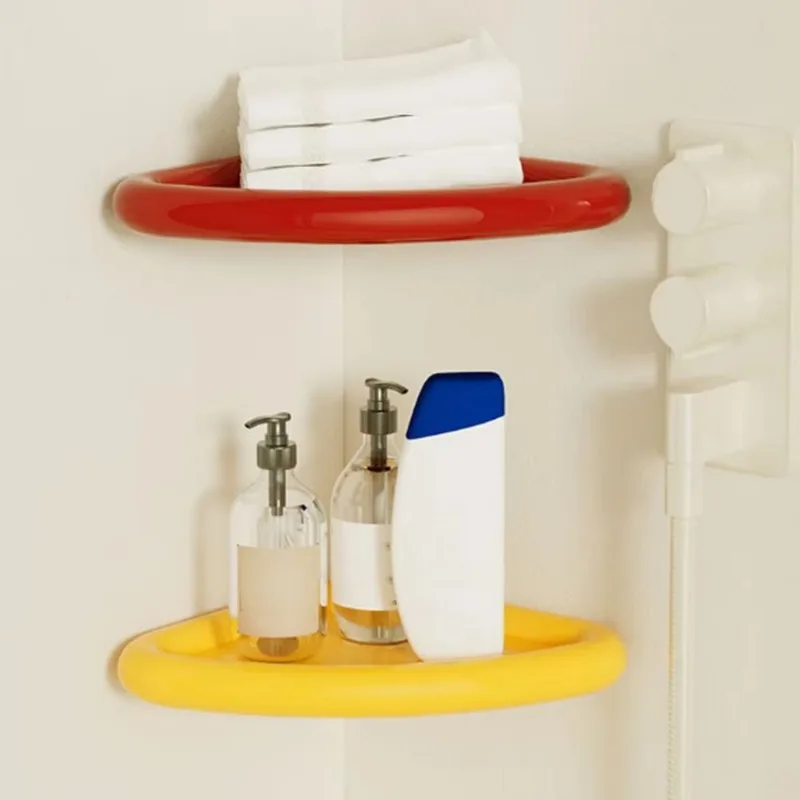 Wall Mounted Corner Shelf Floating Storage Shelves Household Organizer Plastic Display Stand Storage Locker Bathroom Accessories