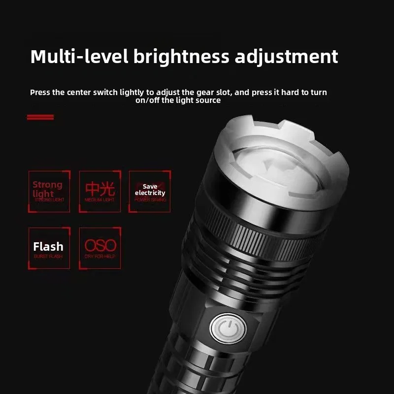 مصباح يدوي تكبير LED، شحن USB ساطع، عمر بطارية طويل، إضاءة طوارئ منزلية محمولة فائقة السطوع #4