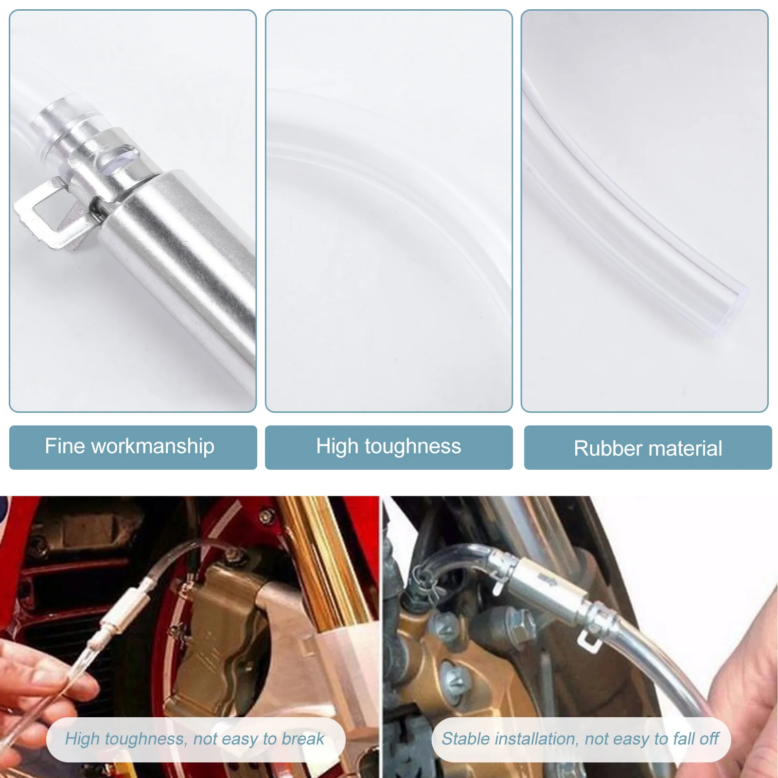 

1Set Motorbike Brake Bleeder Tool Durable Aluminum Rubber Hydraulic Brake Oil Fueling Tube Easy Install Reusable