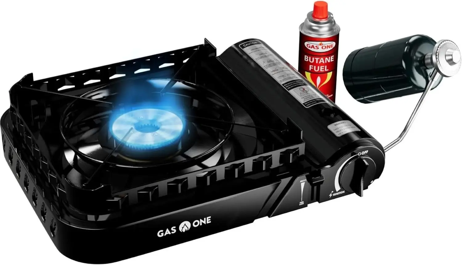 

Dual Fuel Portable Camping Stove 15,000 BTU with Carrying Case - Windproof & Safe for Outdoor Cooking