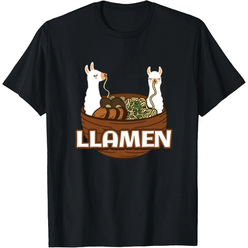 Llamen Ramen Japanese Noodles T-Shirt Funny Foodie Shirt Birthday Present Women Shirt Women Clothes  Sheep Tees Graphic Shirts