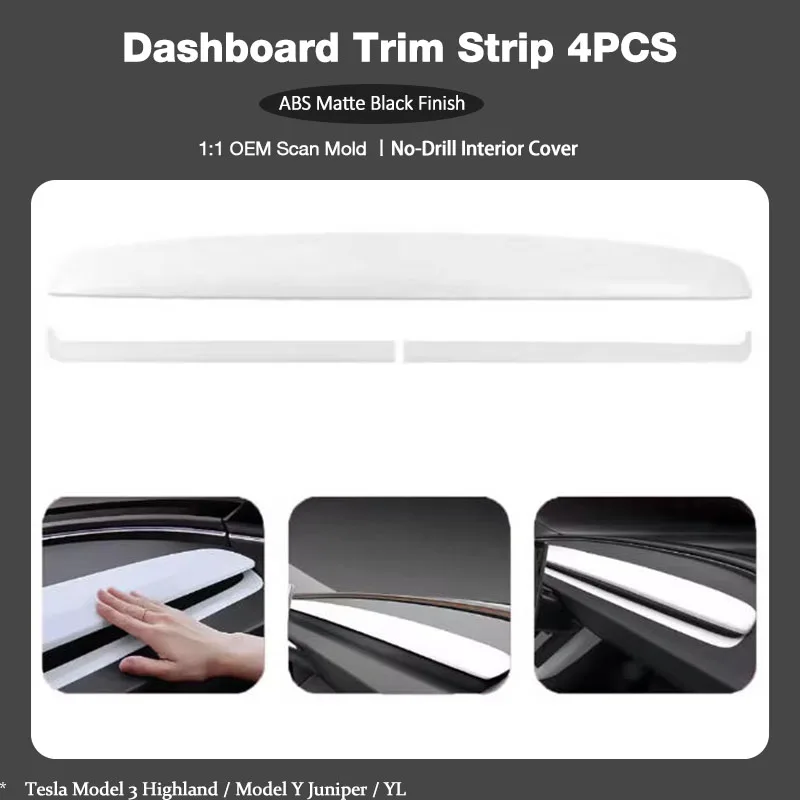 4PCS ABS Air Vent Trim for Model 3 Highland/Y Juniper 2025+, 1:1 OEM Scan, Scratch Resistant No-Drill Self-Adhesive