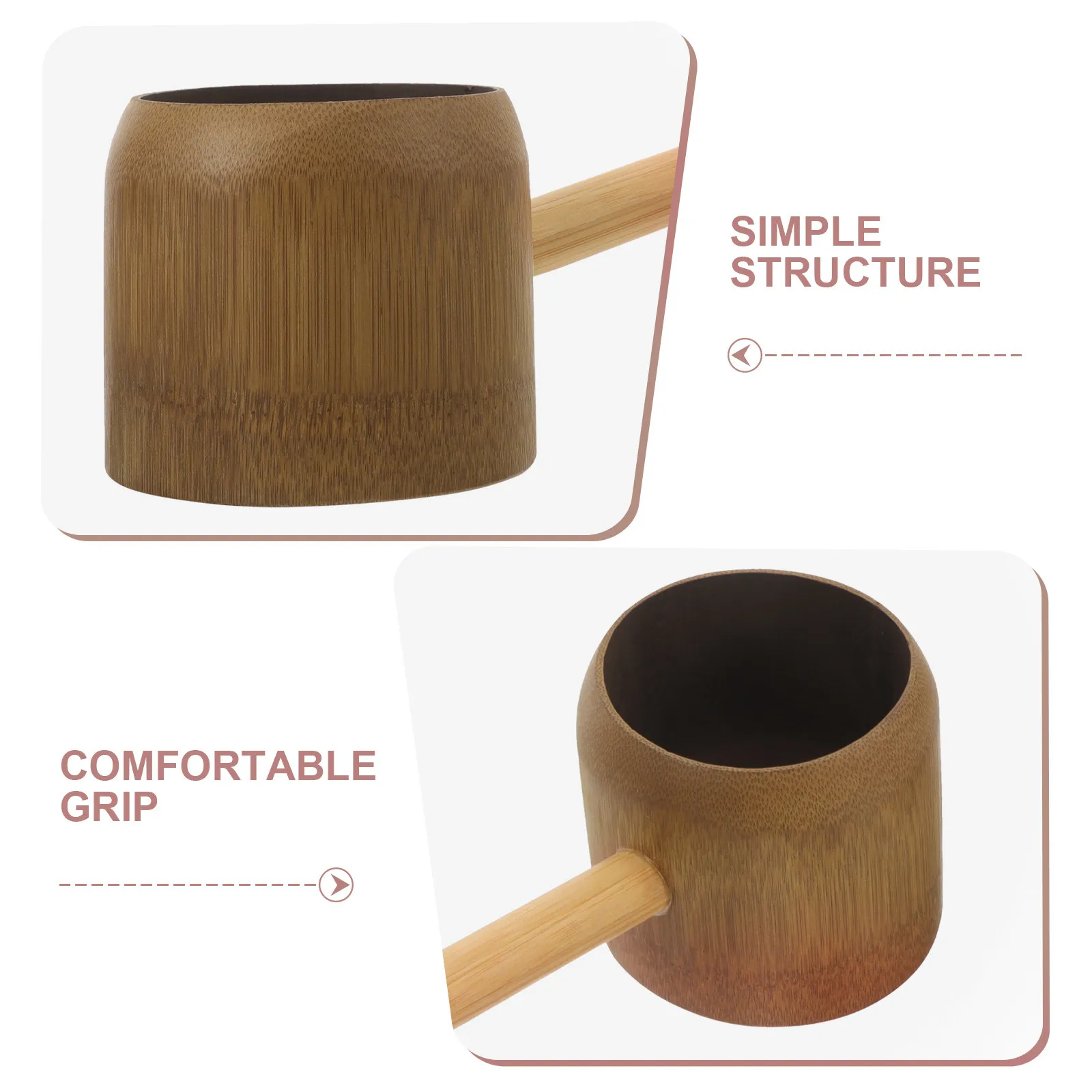 Bamboo Water Ladle Bath Scoop Shower Rinse Cup Ergonomic Handle Deep Scoop for Bathing Hair Rinsing Watering Plants Bathroom
