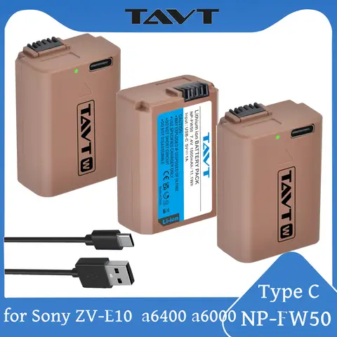 Type-C NP-FW50 NPFW50 FW50 Battery for Sony Alpha a6500 a6300 a6400 a6000 a6100 a5000 a3000 NEX-3 a7 7R a7R NEX-5 ZV-E10