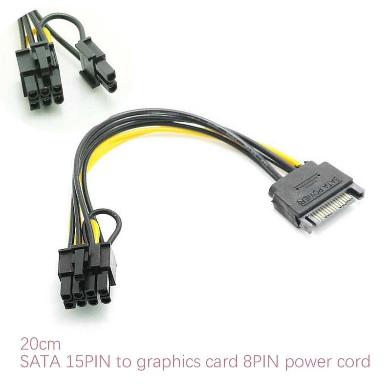 Кабель питания PCI-E, 15-Pin SATA папа-8-Pin(6 + 2), кабель SATA, кабель от 15 до 8-Pin, провод 18AWG для графической карты (1 шт.)