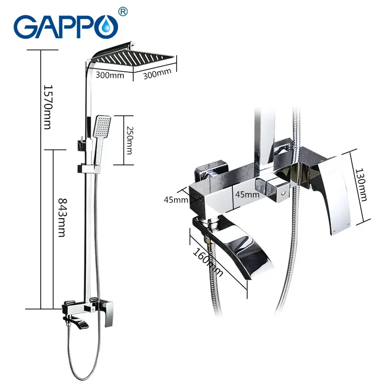 GAPPO bathroom shower faucet Bath tap waterfall head wall mixer chrome G2407