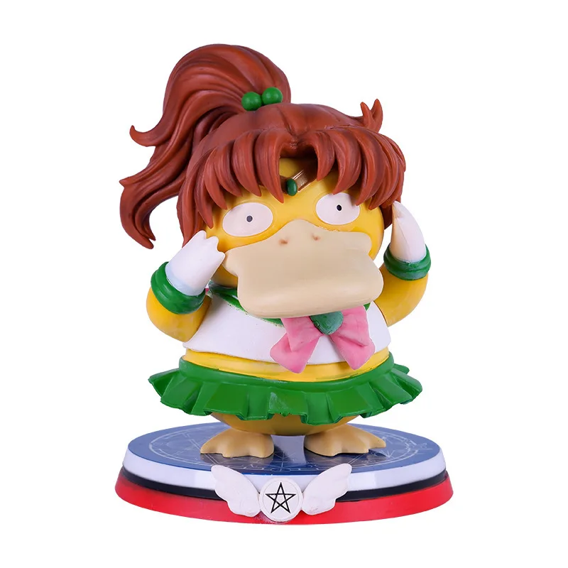 Pokémon Anime Action Figure, Psyduck Cos, Sailor Moon, Sailor Mercury, Kawaii Desenhos Animados Figurine, Modelo de PVC Brinquedo para o Miúdo, Presente, 13cm