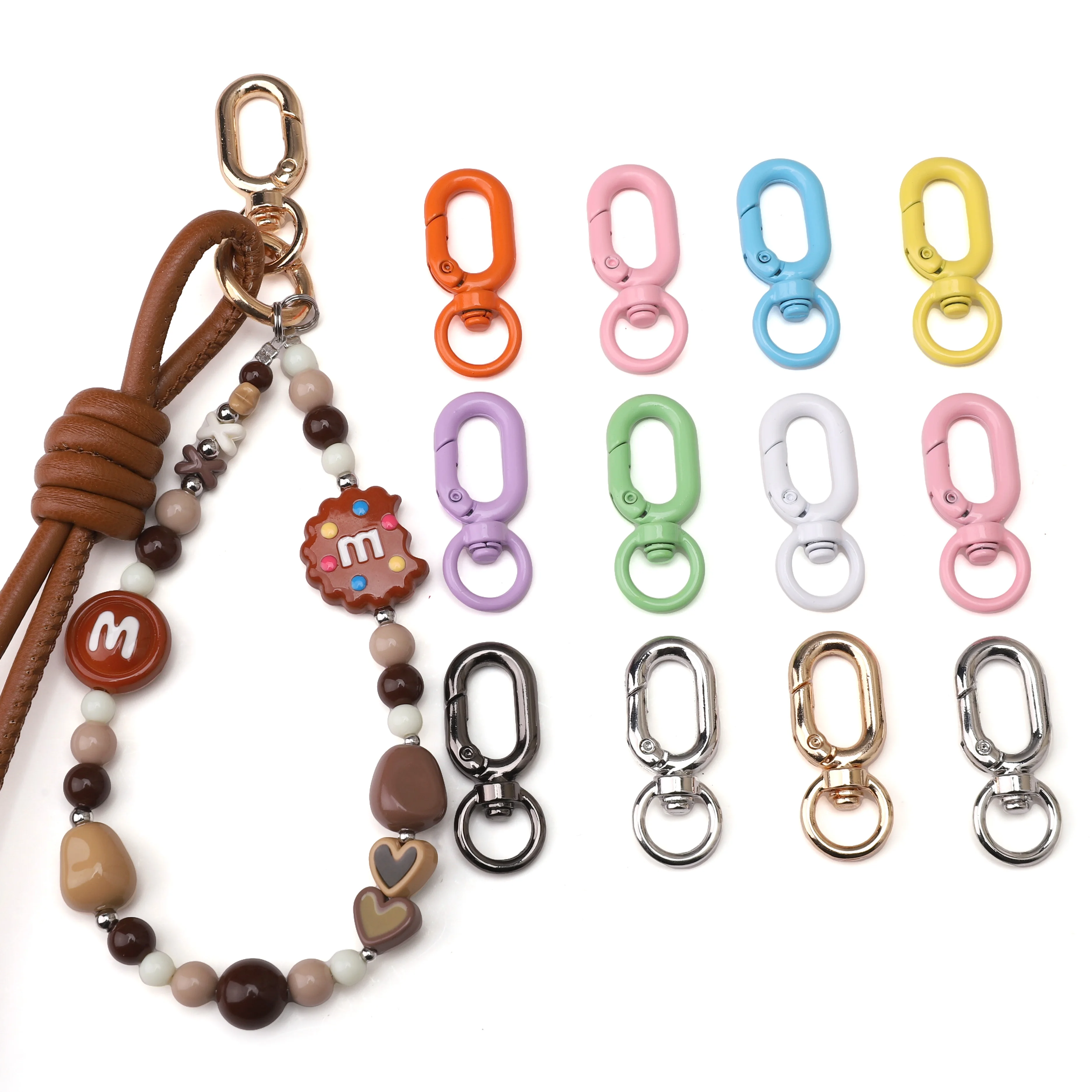 1개 16x39mm 합금 스프레이 페인트 8자형 버클 키체인 연결고리 펜던트 클라스프 쥬얼리 DIY 공예 제작 액세서리