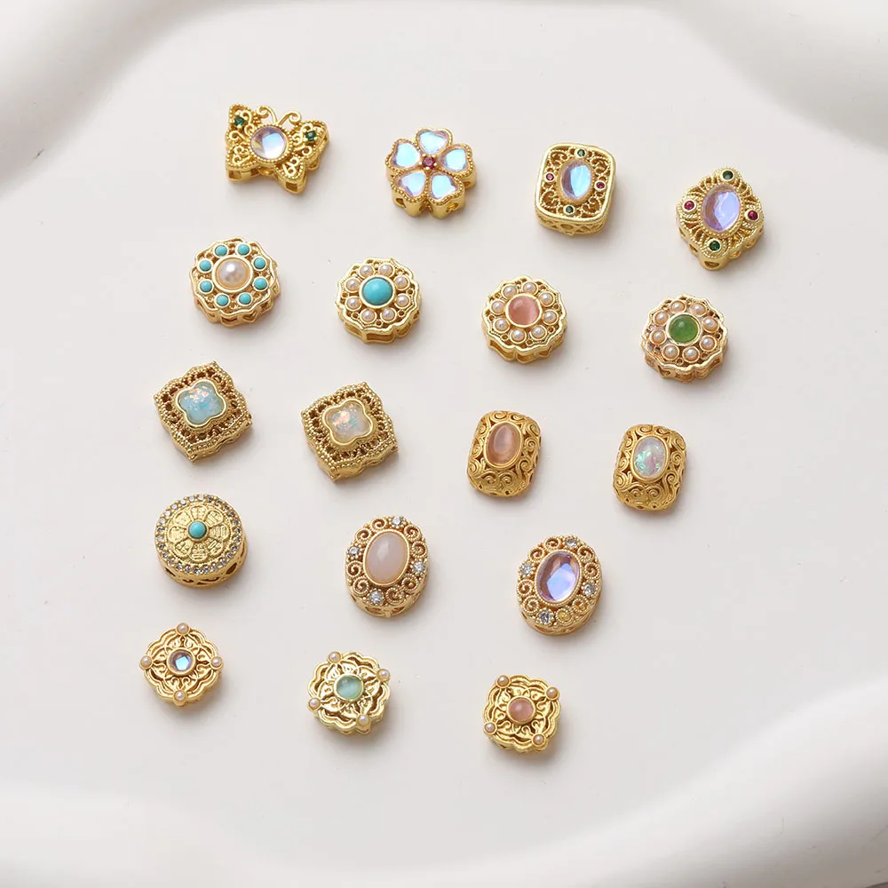 4 шт. матовые позолоченные круглые овальные пустотелые бусины в китайском стиле разделитель материалы для изготовления ювелирных изделий своими руками аксессуары Принадлежности