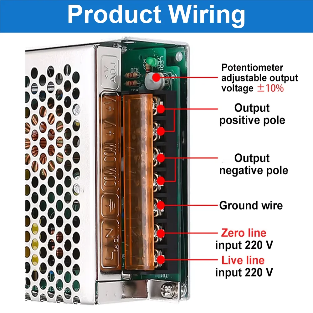 Dihool DC12V/24V 25W~600W Switching Power Supply DC AC Source Transformer Overload/Overvoltage/Short Circuit Protection image 2