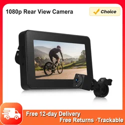 1080P Rechargeable Bicycle Rear View Camera with 4.3'' Monitor Color Night Vision 150° Wide Angle View 360° Adjustable Bracket