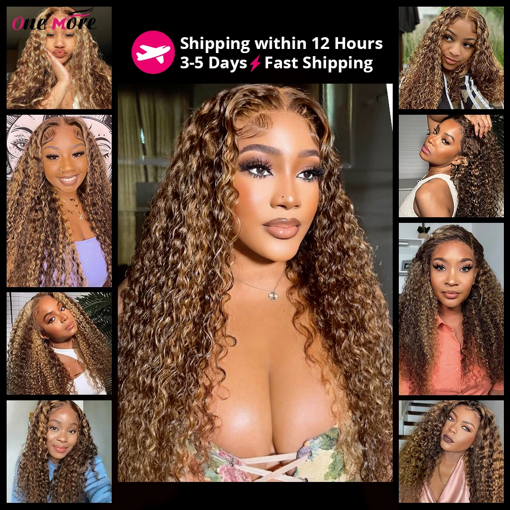 4 27 Highlight Deep Wave Bundles Ombre Colored Human Hair Extensions Brown Highlight Brazilian Hair Weave Bundles 1 3 4 PCS