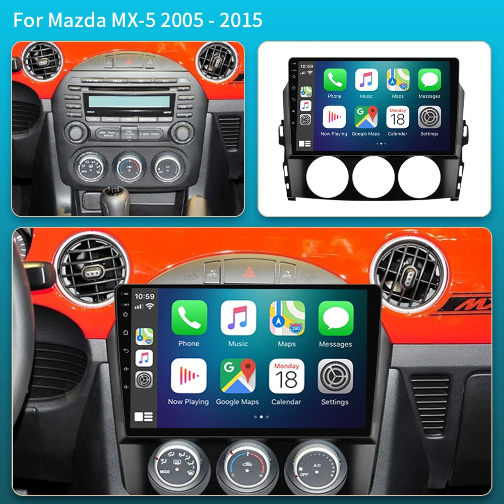 Car Radio For Mazda MX-5 MX5 III 3 NC 2005 - 2015 Stereo Multimedia Player Carplay Android Auto GPS Video Screen 5G Wifi No 2din