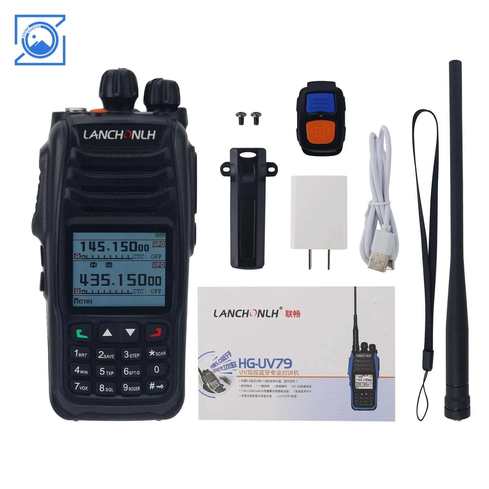 HG-UV79UV 10W 5KM Bluetooth Walkie Talkie VHF UHF Radio Transceptor de mano con banda de aviación