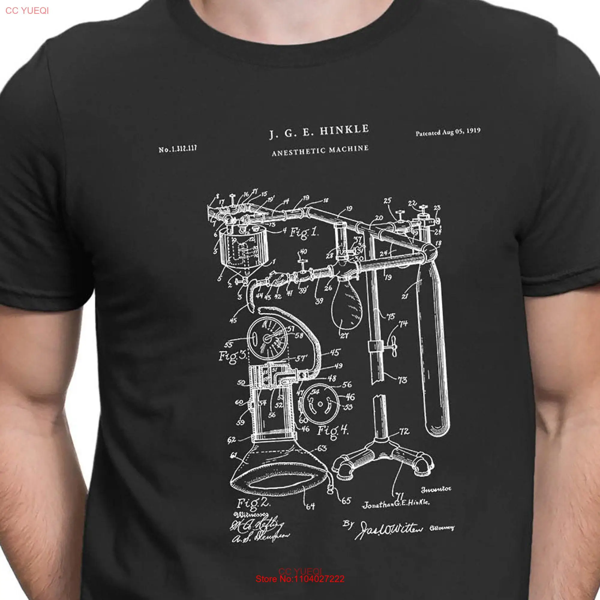 1919 Anesthetic Machine Patent Print Medical t shirt Doctors Surgeon Idea Hospital Decor Anesthesiologist PT451