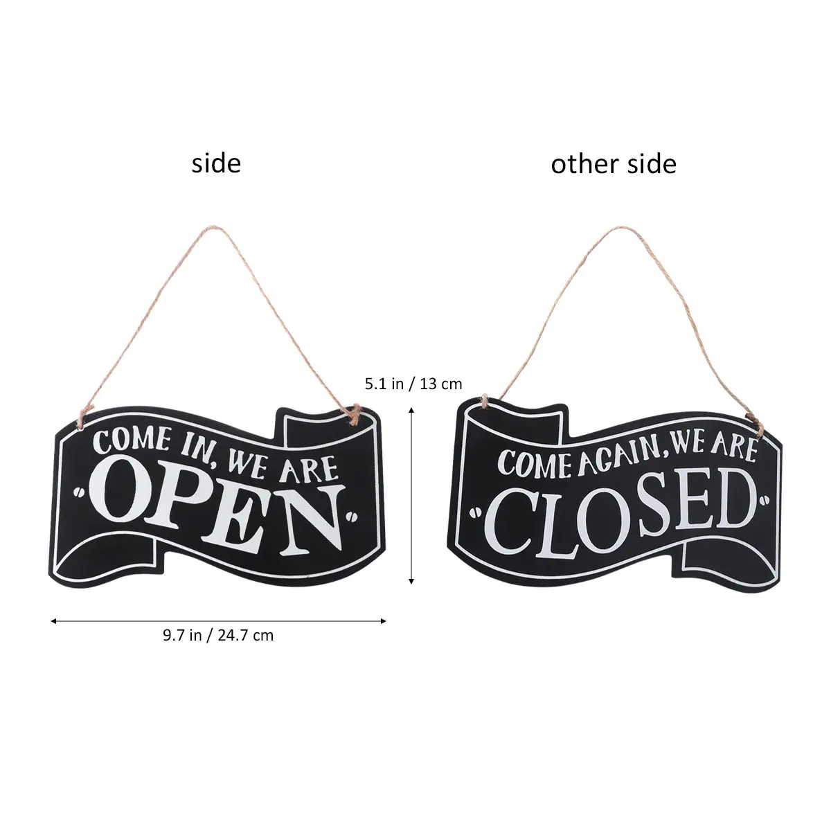 High Density Wood Vintage Door Sign Two Sided Come in Open Sorry Closed Braided Rope Hanger for Wedding Cafe Bar Clothing Store