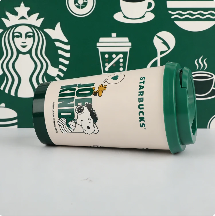 Vaso de Viaje Aislado de Doble Pared Inspirado en Starbucks, Diseño Snoopy, 16oz, Tapa Hermética, Regalo de Cumpleaños Perfecto