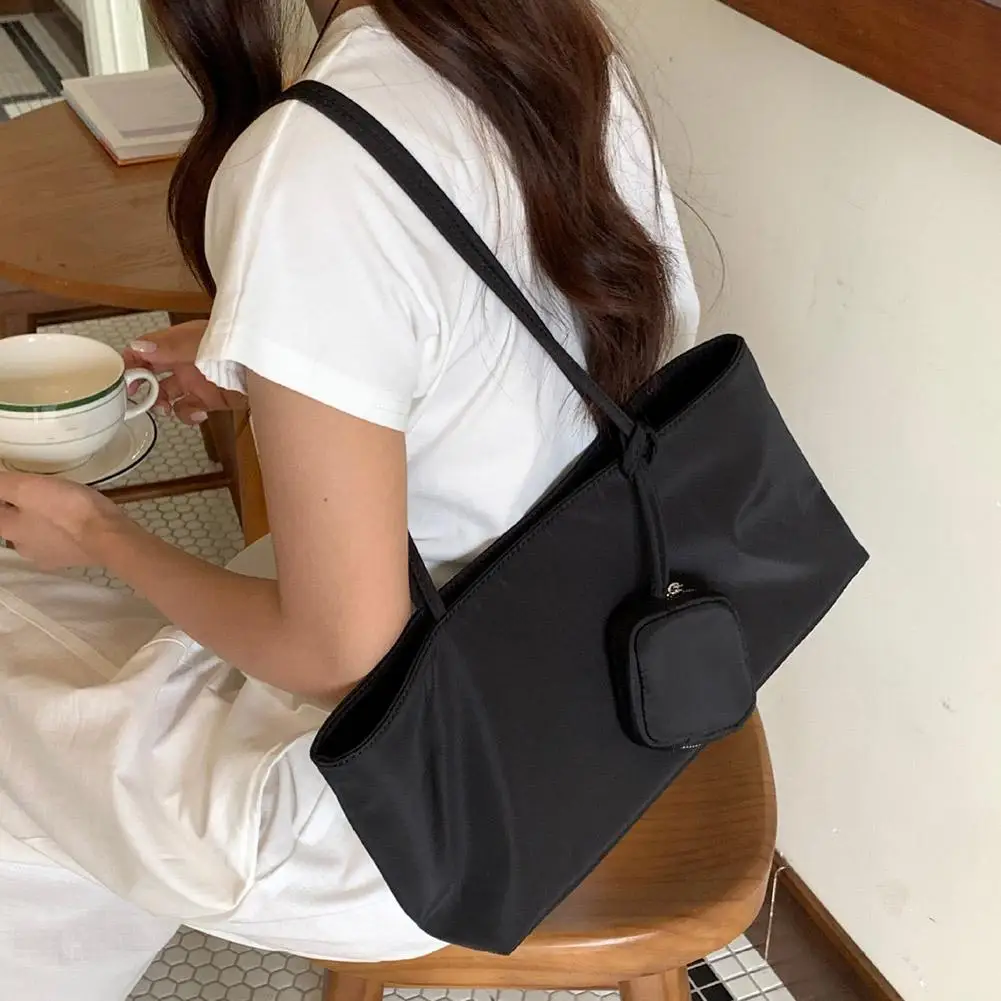 Damen-Handtasche aus Nylon-Canvas mit kleiner Geldbörse, große Kapazität, Umhängetasche, lässige Alltagstasche für Pendler, Achseltasche. – Detail 16