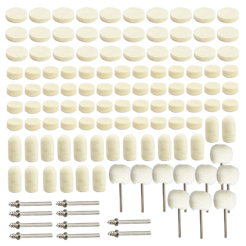 120pcs/set Wool Felt Grinding Head Polishing Wheel For Jewelry Jade Glass Metal Ceramic Polish Rotary Tool Accessories