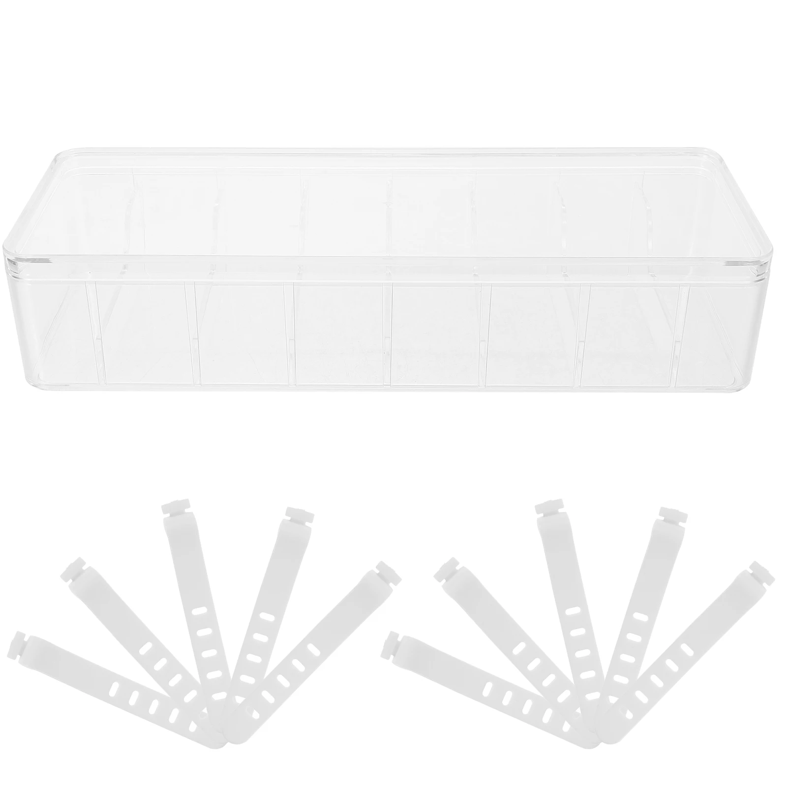 

1 Set Clear Cable Storage Box With Lid Organizer Compartment Transparent Cord Holder For Data Cords Stationery Cord Box