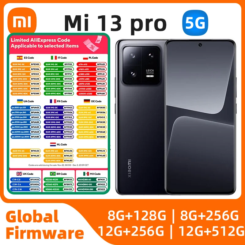 هاتف Xiaomi-13 برو جلوبال روم مستعمل ، 5G ، Snapdragon 8 Gen 2 ، MIUI 14 ، بطارية 4820mAh ، شاشة OLED 120Hz ، 120W HyperCharge ، 50MP