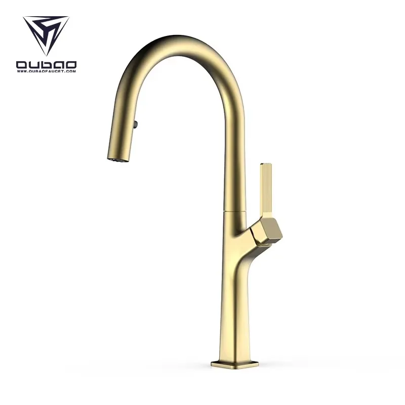 Luxury Modern Brass Single Handle Kitchen Sink Tap Pull Out Down Mixer Taps Hot Cold Water Kitchen Faucet Top Quality Gold,Black