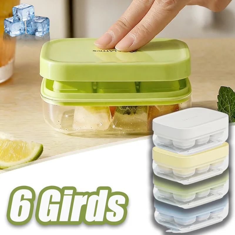 Mini Caja de Almacenamiento de Hielo para Verano, Molde de Silicona para Cubitos de Hielo con Tapa para Bebidas en la Cocina