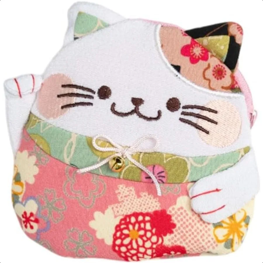

Кошелек для монет на молнии Maneki Neko Lucky Cat, кимоно с принтом Chirimen, стиль, каваи, кошелек для монет, держатель для монет, денег, кредитных карт P