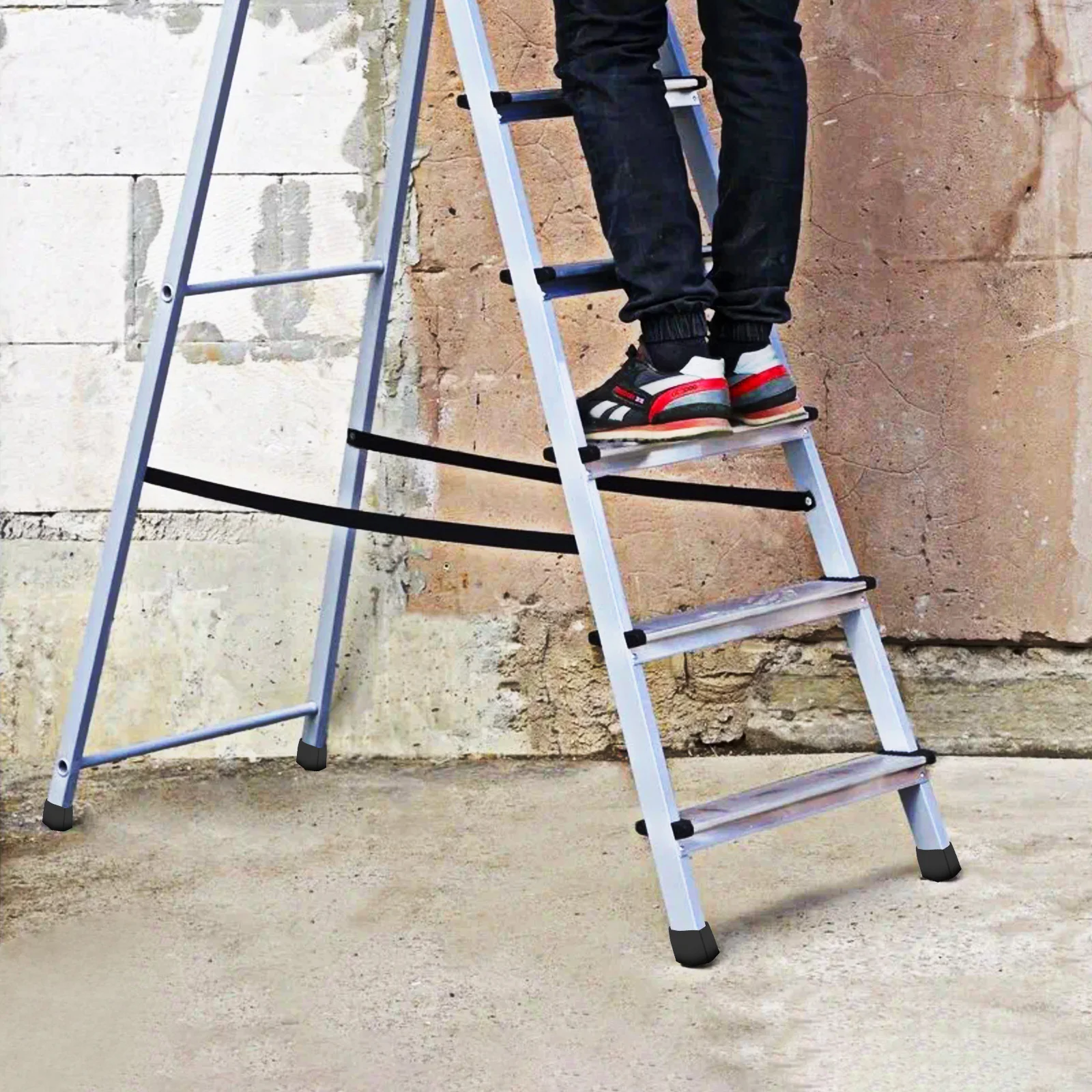

2pcs Ladder Foot Pads Rubber Non-Slip Covers Protector Black Durable Light Easy Install Wear Resistant Sound Insulation Floor
