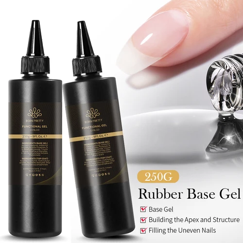 BORN PRETT 250g claro blanco lechoso Base de goma Gel esmalte de uñas gelatina desnuda rosa transparente remojo UV Gel de construcción manicura