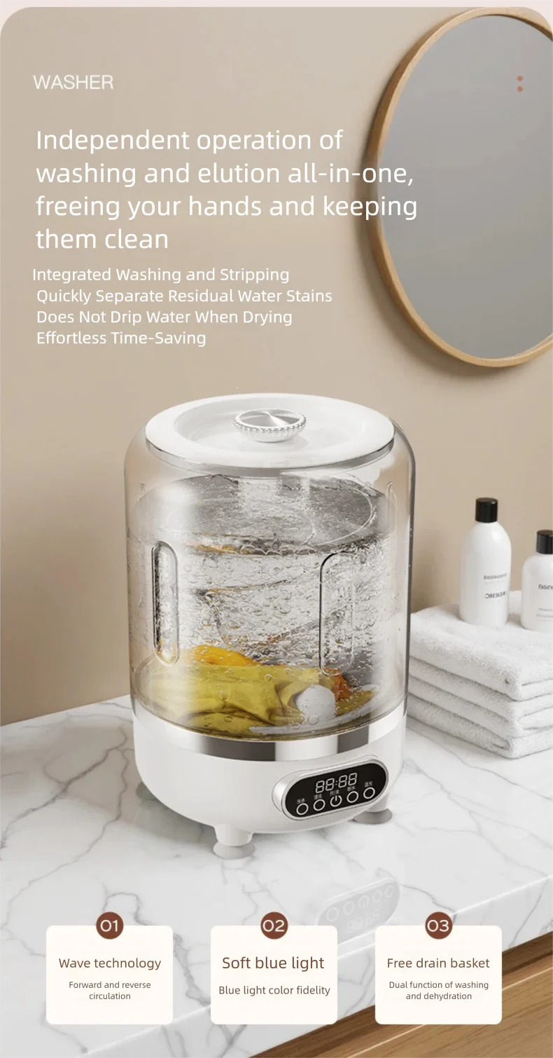 

New Top selling Underwear Socks Washing Machine with Dehydration Function Mini Mini Wireless Charging Portable Dehydration 3L