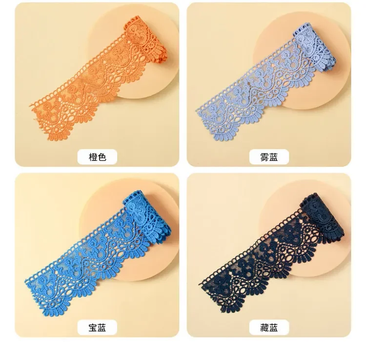 Colorful Hollow Out Floral Embroidered Lace Ribbon DIY Apparel Sewing Fabric 10cm Wide Handmade Crafts Water Soluble Lace Tape