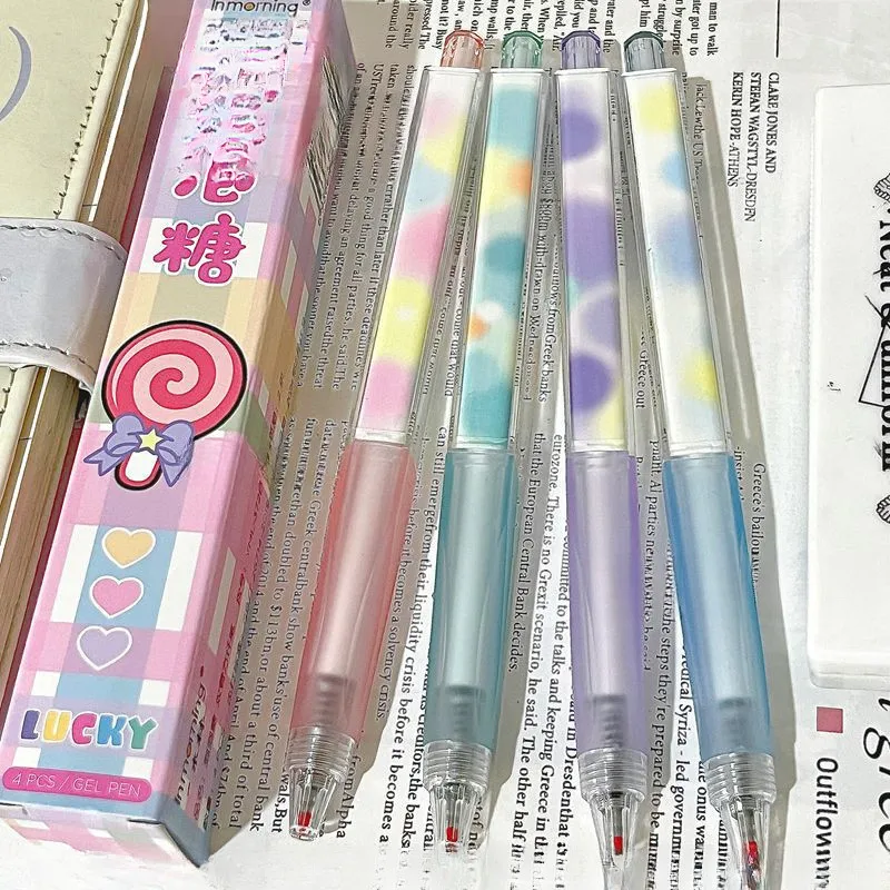

4 шт., милые пузырьковые резинки, квадратный стержень, гелевые ручки, многофункциональная офисная школьная нейтральная ручка, креативные быстросохнущие ручки для письма