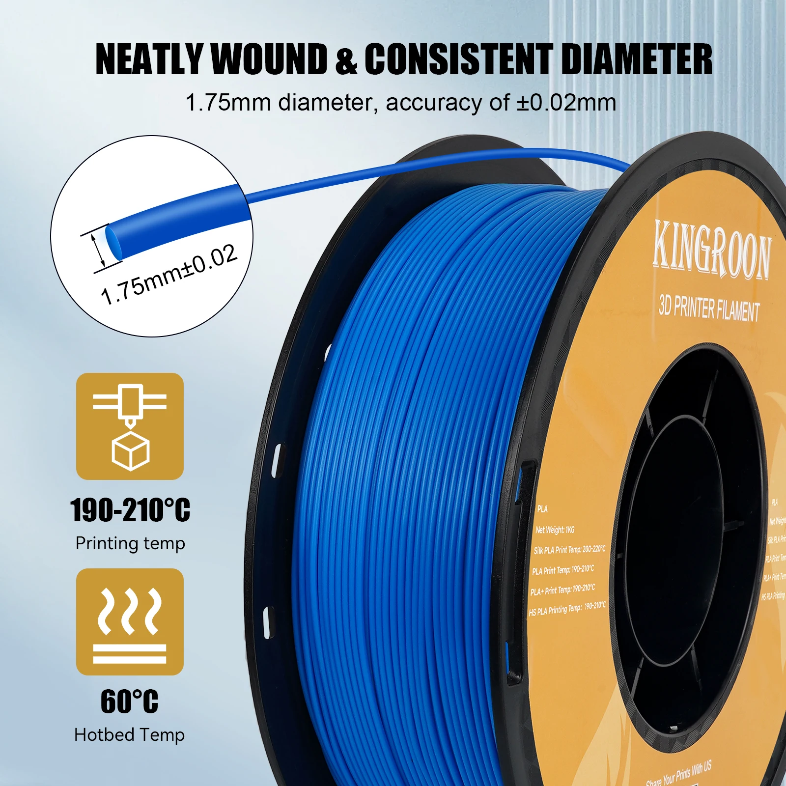 3D Printer Filament PLA 5KG 10KG 2.2LBS(1KG)/Spool 1.75MM Dimensional Accuracy +/- 0.03mm Eco-Friendly 3D Printing Materials