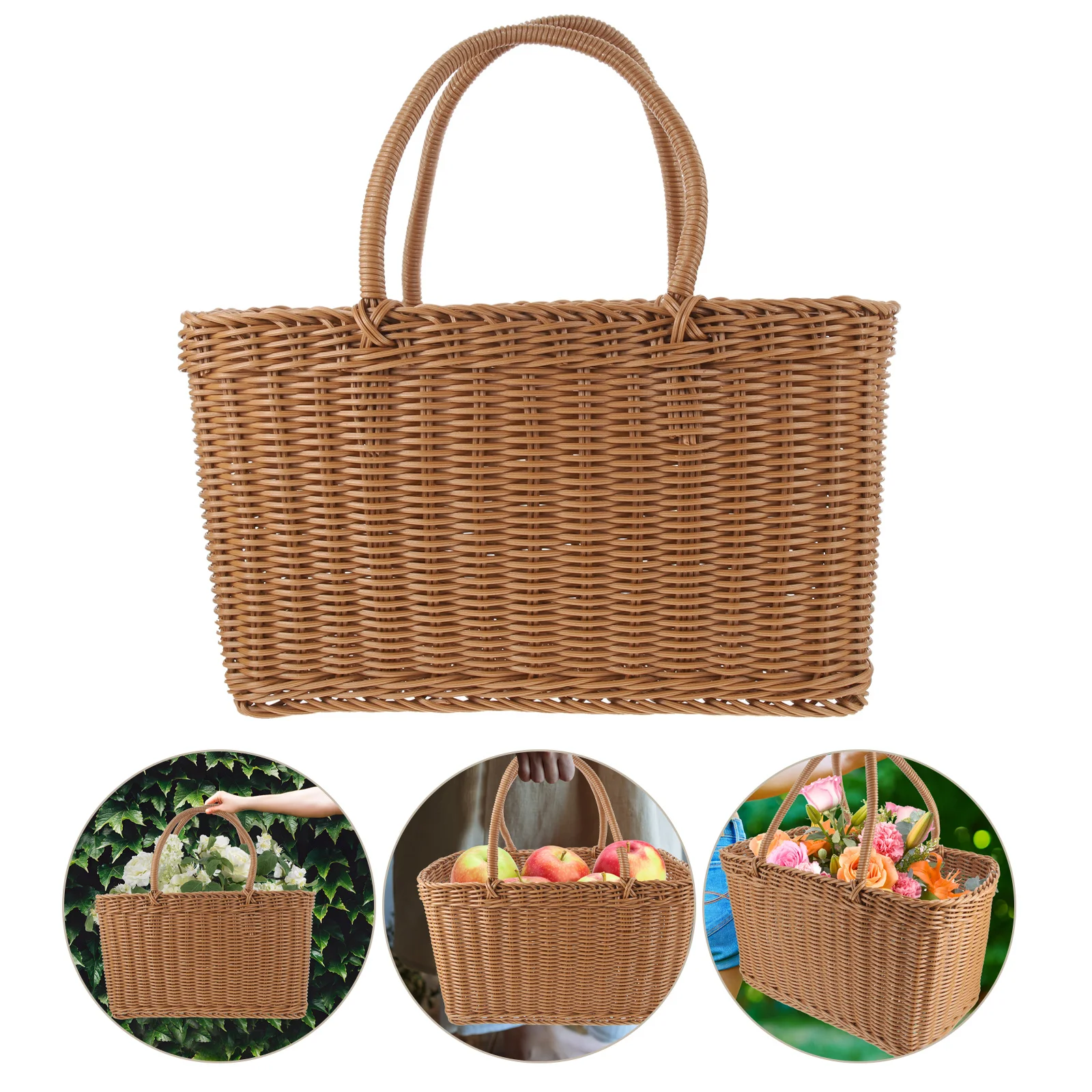 

1Pcs Hand Basket Premium Storage Basket for Fruit Vegetable Snacks Organization Kitchen Home Decorative Woven Container Portable