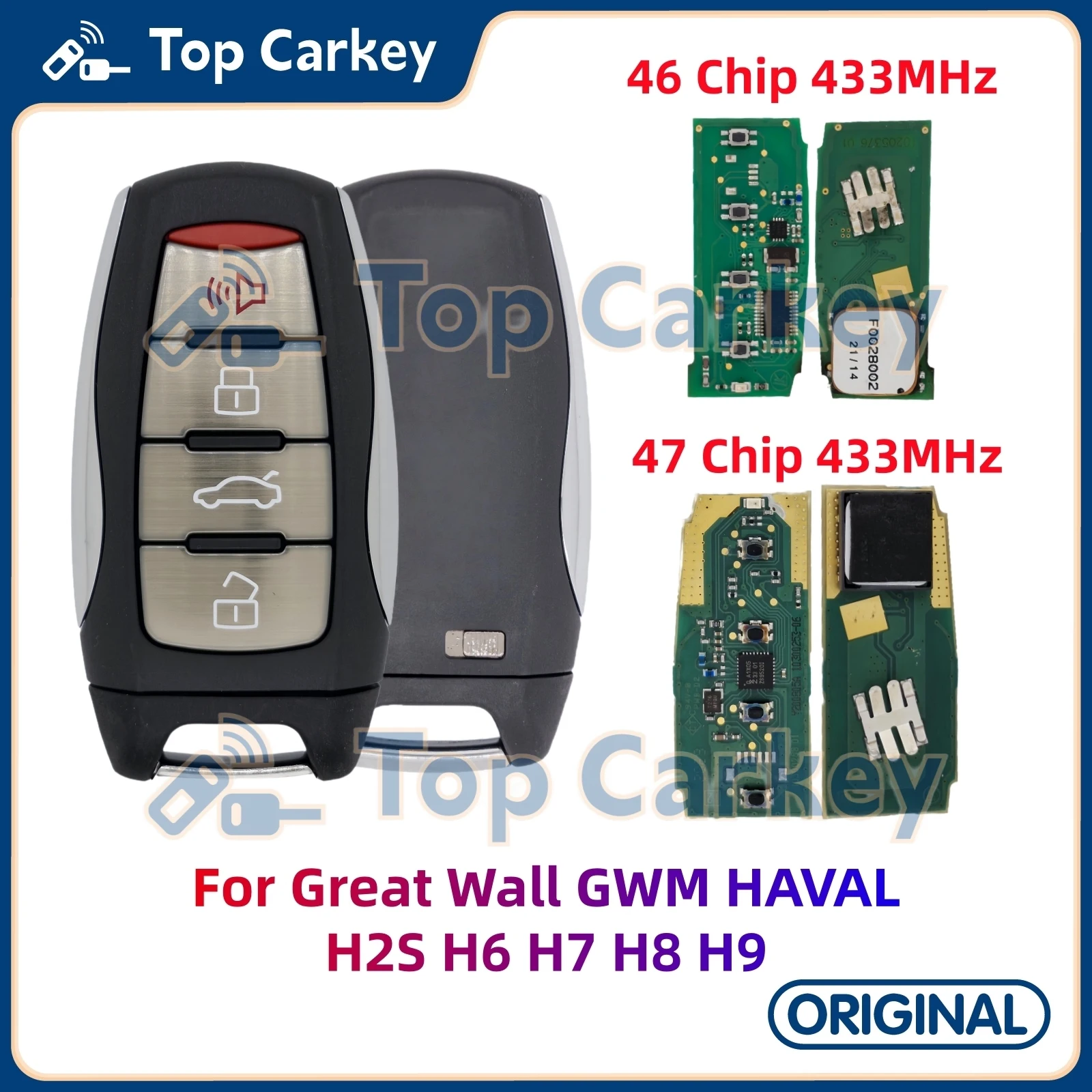 

TopCarkey OEM Remote Key ID46 ID47 Chip 433MHz for Great Wall GWM HAVAL H2S H6 H7 H8 H9