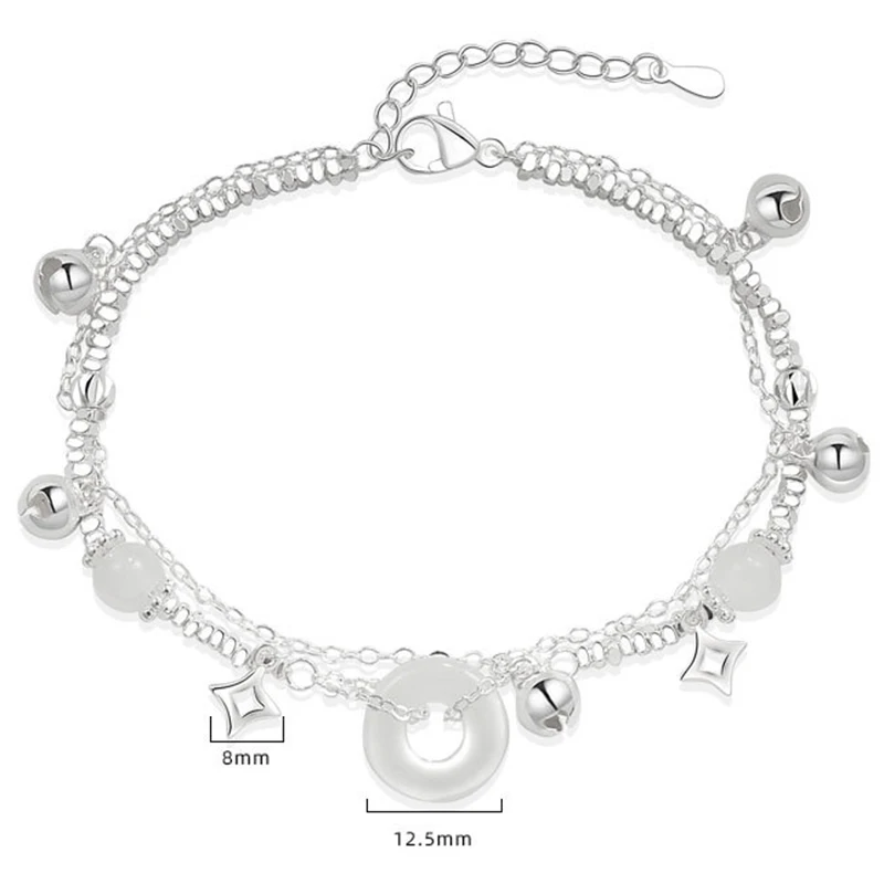 VENTFILLE 925 Sterling Silver Crushed Silver Bracelet For Female Gift Hotan Jade Peace Buckle Chinoiserie Jewelry Dropshipping