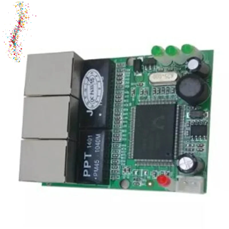 OEM switch mini 3 port ethernet switch 10 / 100mbps rj45 network switch hub pcb module board for system integration