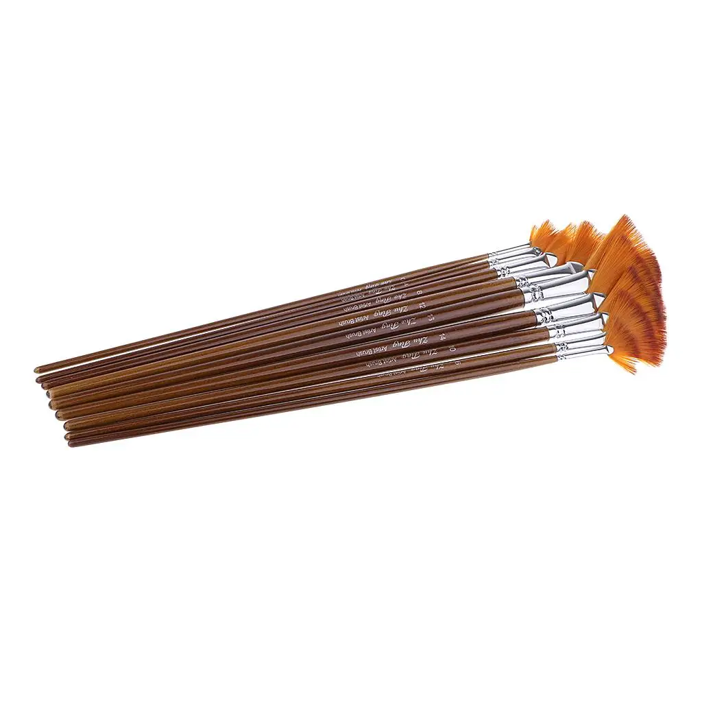 Artist Fan Shape Oil Painting Brush Set Nylon Painting Accessories for Acrylic Watercolor Drawing Art Projects
