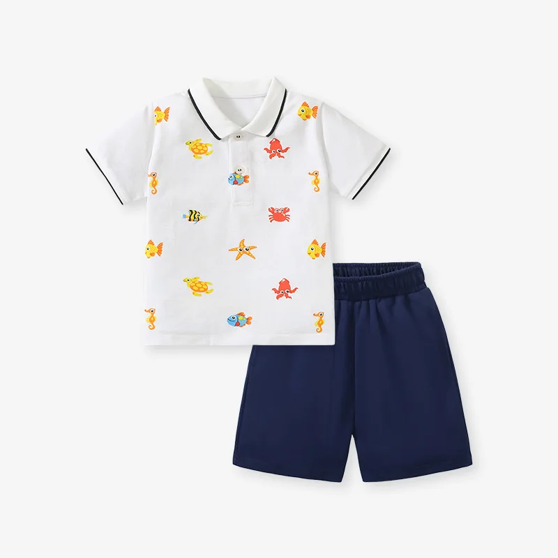 

Children's Suit Summer Short Sleeve Two-Piece for Boys Pure Cotton Cartoon Boys' SuitBaist