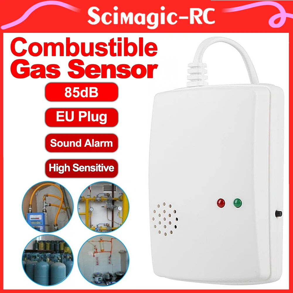 alarme de gas combustivel de alta sensibilidade detector autonomo com alarme sonoro glp gnl sensor de vazamento de gas natural de carvao plug ue 01