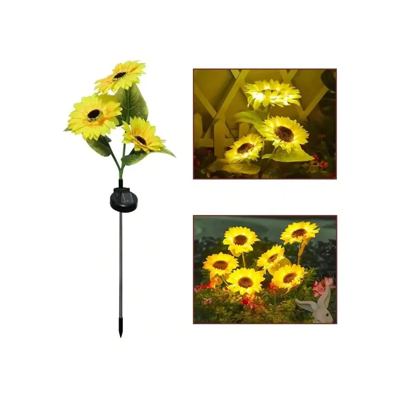 Solar Powered Sunflower Light Outdoor Waterproof LED Lamp For Garden Lawn Decoration