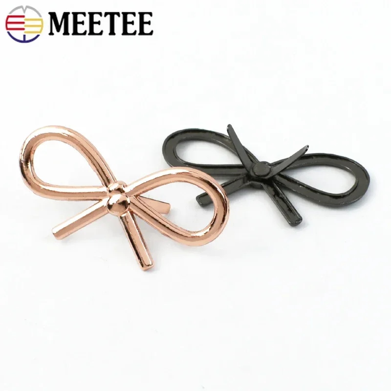 Meetee 5/10/20Pc 44*22mm Bow Shoes Buckle Metal Bags Clothing Decor Buckles DIY Leather Craft Luggage Hardware Accessories BD437