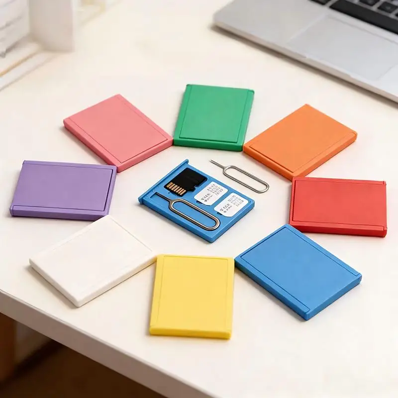 【C】2Pcs SIM Card Storage Box Portable Secure Storage Of Phone Memory Cards 2-Slots-SIM Card+1-Slots-Cards-Pin+1-Slot TF-Card