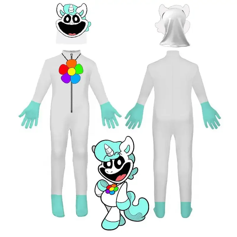 Smiling Critters Costume Cosplay Cartoon Aminal Rabbit Cat Dog Bear body tuta maschera costumi di Halloween per ragazzi ragazze kid