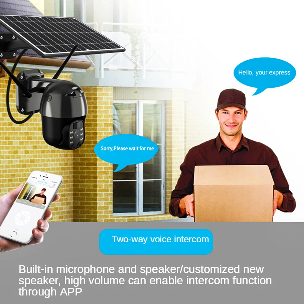 PTZ Camera Solar Surveillance Camera Security Protection Solar Panel 카메라 Rechargeable Battery Wifi Outdoor Camera Support ICam+