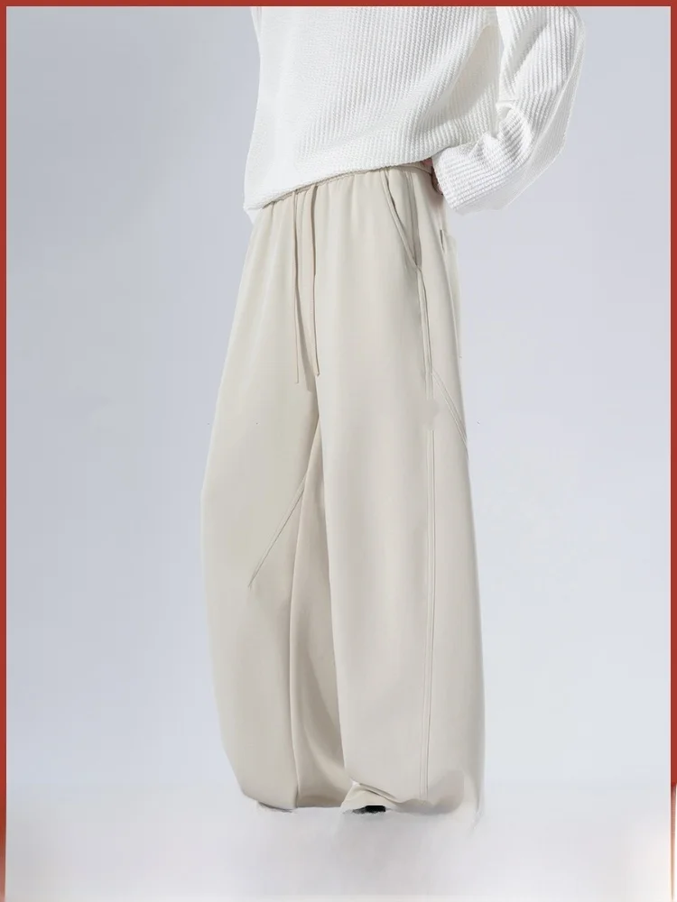 

American Sle Loose Wide Leg Sweatpants Men's Winter Thiened Fce Lined Casual Spor Pants Youth Trendy Color