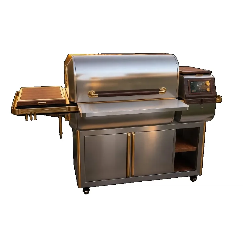 High-End 304 Stainless Steel Auto Ignition Pellet Grill Smoker WiFi Double Wall Withstand 850F APP Control Outdoor Kitchen