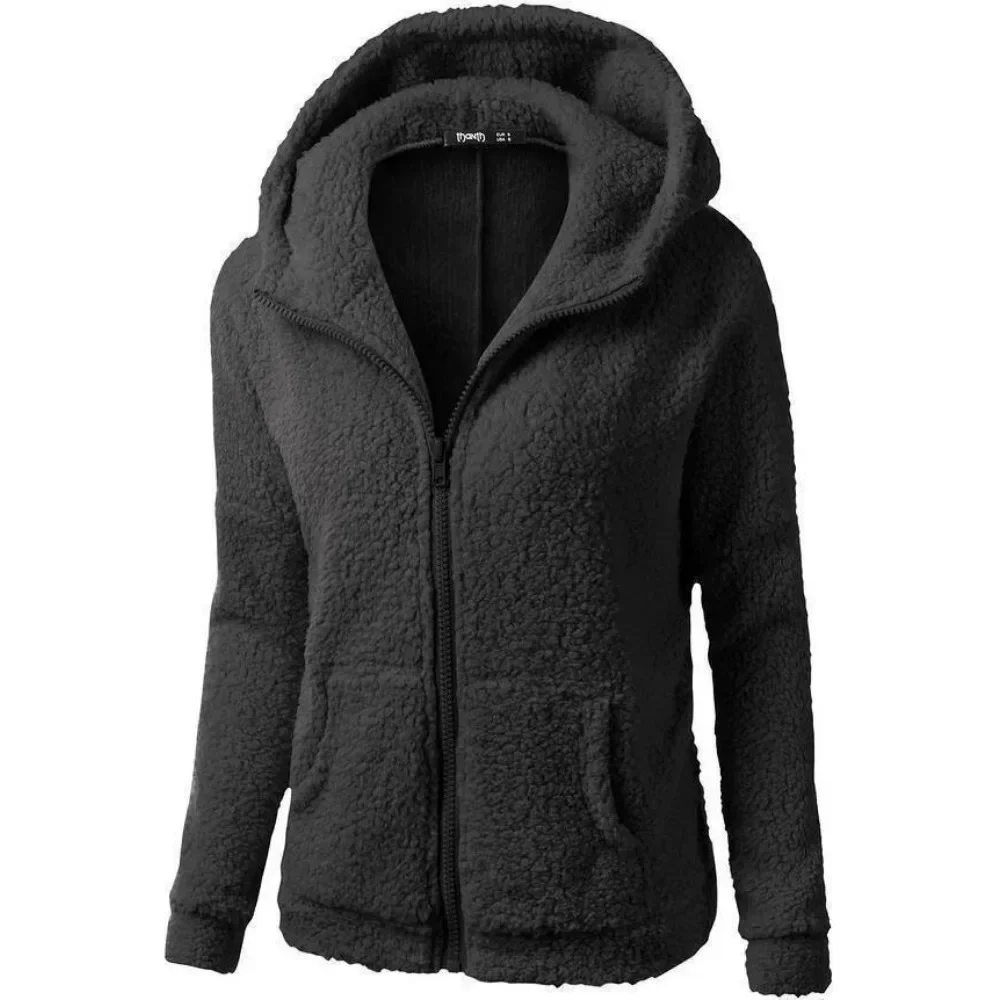 Women Stretchy Soft Long Sleeve Hooded Fleece Jacket Zipper Jumper Overcoat Fashion Tops（S-3XL）