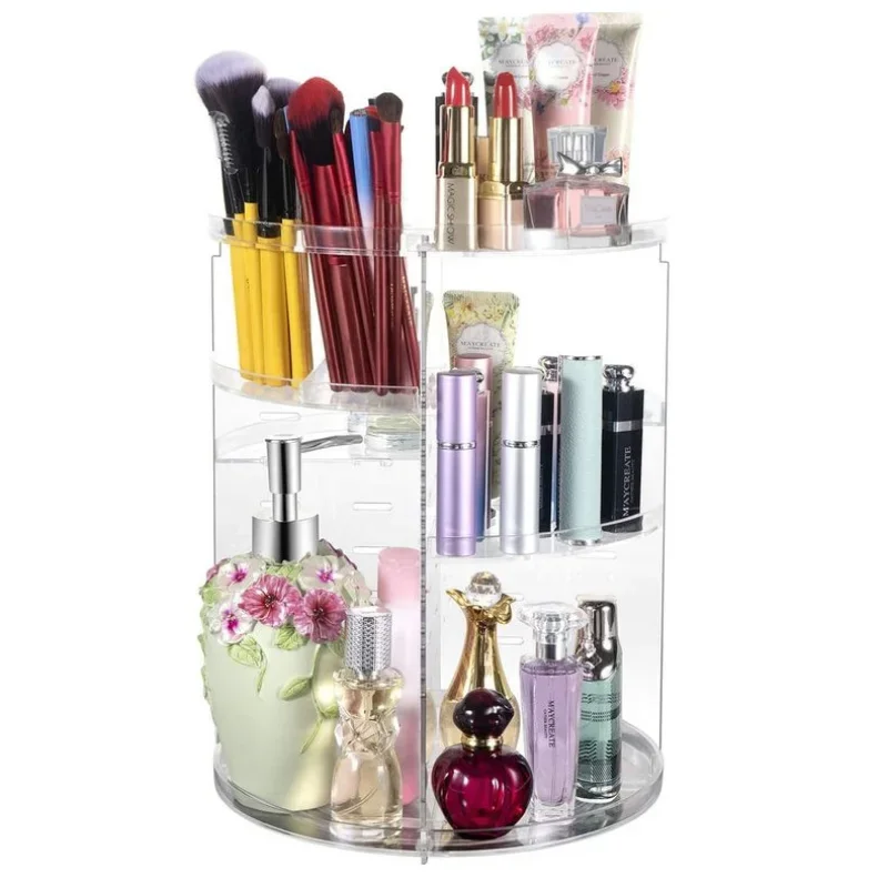 Fashion 360-degree Rotating Makeup Organizer Box Brush Holder Jewelry Organizer Case Jewelry Makeup Cosmetic Storage Box